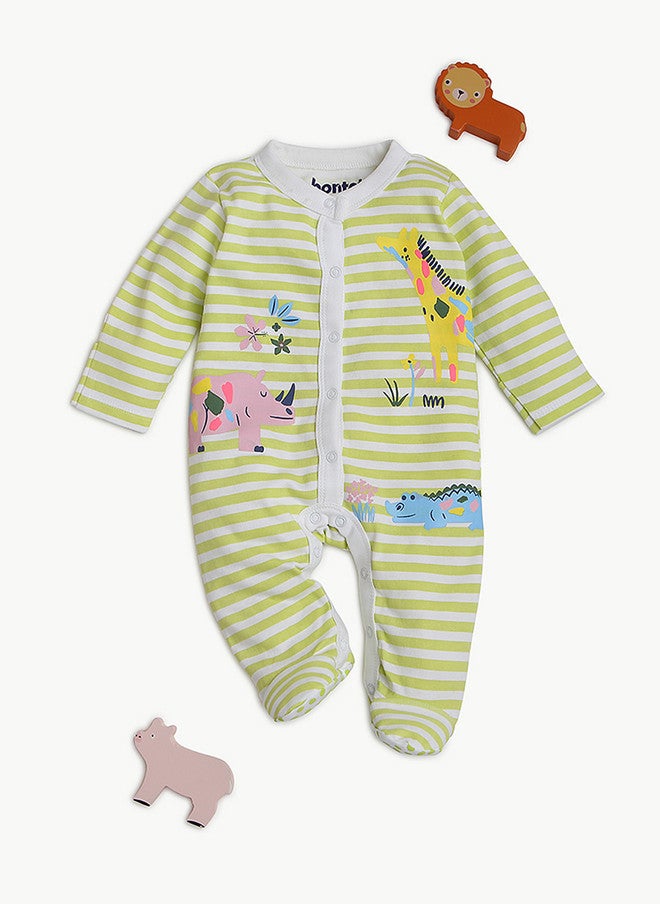 BONTOTS Infant Boys Tropical Safari Printed Organic Cotton Sleepsuit - Image 2